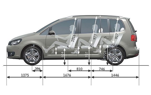 Внутренний объем Volkswagen Touran впечатляет. К тому же грузовые возможности компактвэна увеличивает второй ряд из трех сидений-трансформеров. Их не только можно двигать и складывать по отдельности, но и полностью убирать из интерьера. Вес одного кресла составляет 17 килограмм