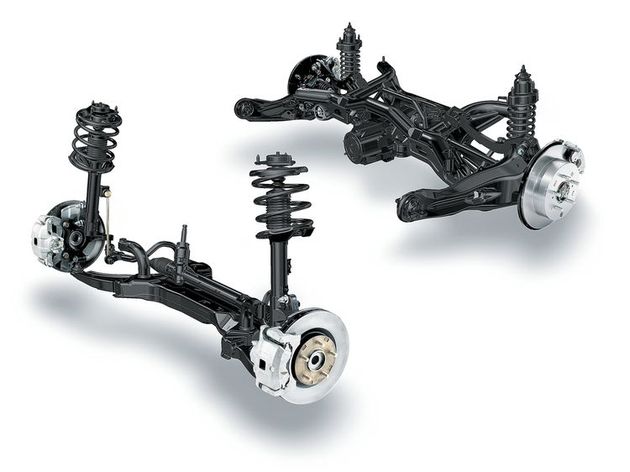 Передняя подвеска со стойками McPherson и собранная на подрамнике задняя многорычажка — как на Аутлендере. Но характеристики пружин, амортизаторов и стабилизаторов — иные. Рулевой механизм — новый: на схеме не видно электроусилителя, поскольку он «висит» непосредственно на рулевой колонке